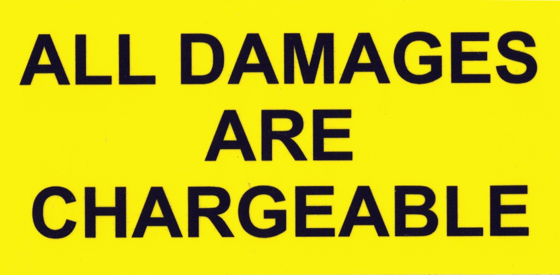 All Damages are Chargeable - 145mm x 70mm