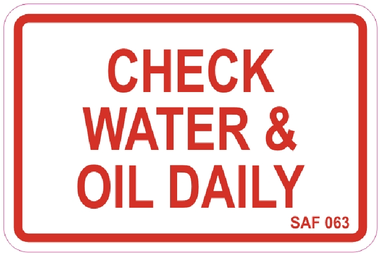 Check Water & Oil Daily Decal - 135mm x 90mm - Vehicle Safe - Same Day Dispatch