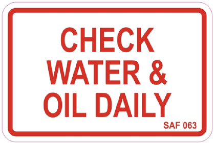 Check Water & Oil Daily Decal - 135mm x 90mm