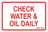 Check Water & Oil Daily Decal - 135mm x 90mm - Vehicle Safe - Same Day Dispatch