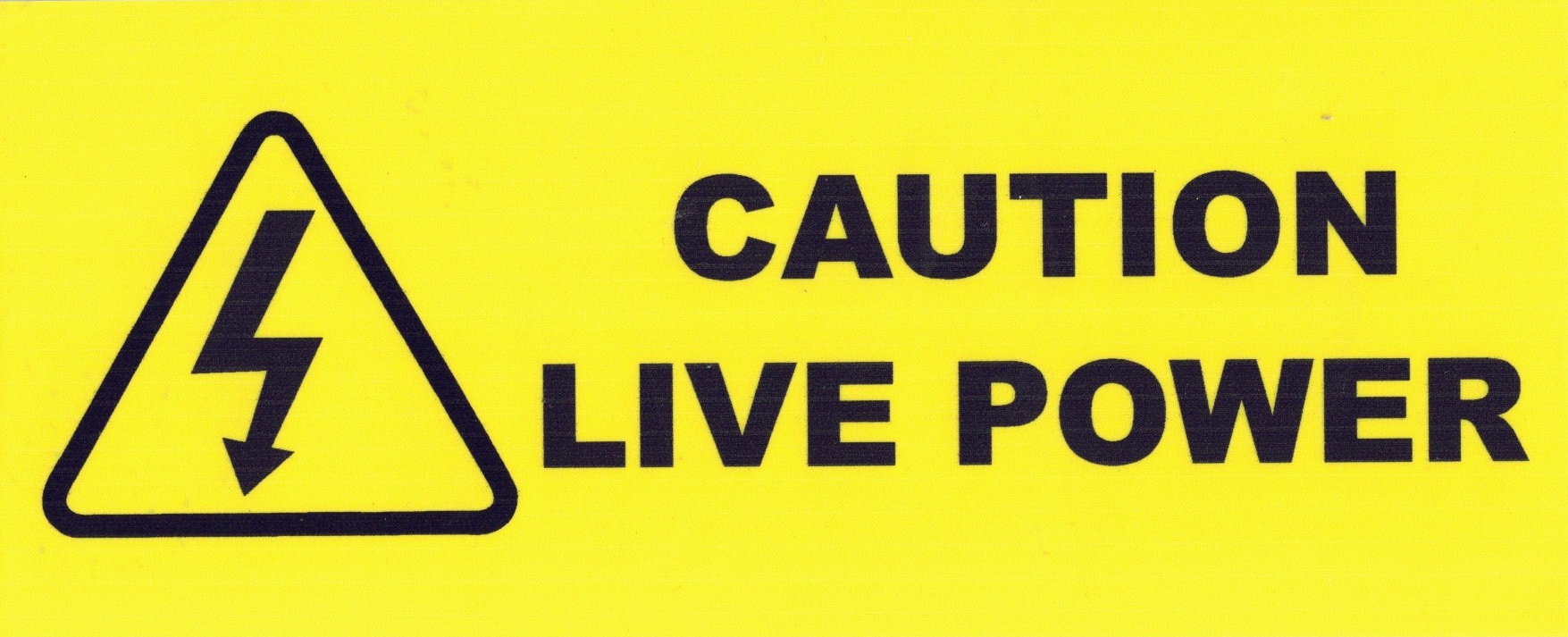 Caution Live Power - Electrical Decal - 150mm x 60mm - Vehicle Safe - Same Day Dispatch