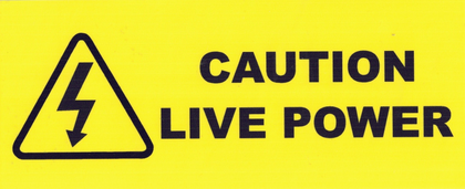 Caution Live Power - Electrical Decal - 150mm x 60mm