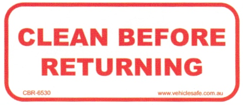 Clean Before Returning - 65mm x 30mm