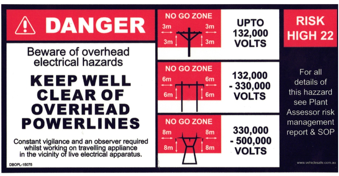 Danger Beware of Overhead Electrical Hazard Decal - DBOPL-15075