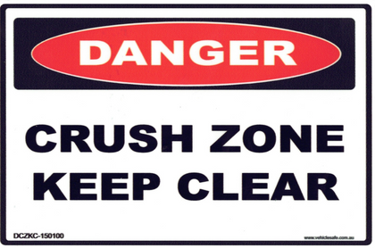 Danger Crush Zone Keep Clear Decal - 150mm x 100mm