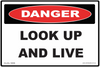 Danger Look Up And Live Decal - 120mm x 100mm - Vehicle Safe - Same Day Dispatch