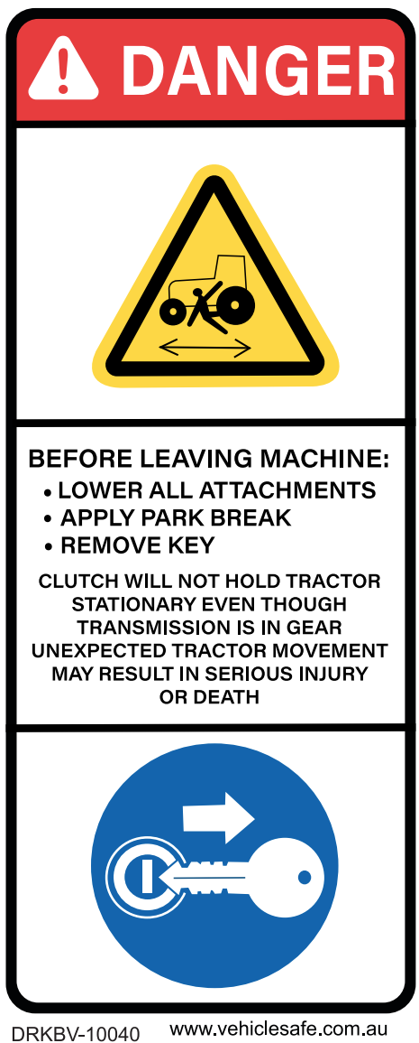 Remove Key Before Leaving Decal - 100mm x 40mm (Portrait)