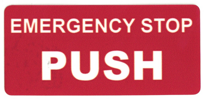 Emergency Stop Push Red Decal - 80mm x 40mm