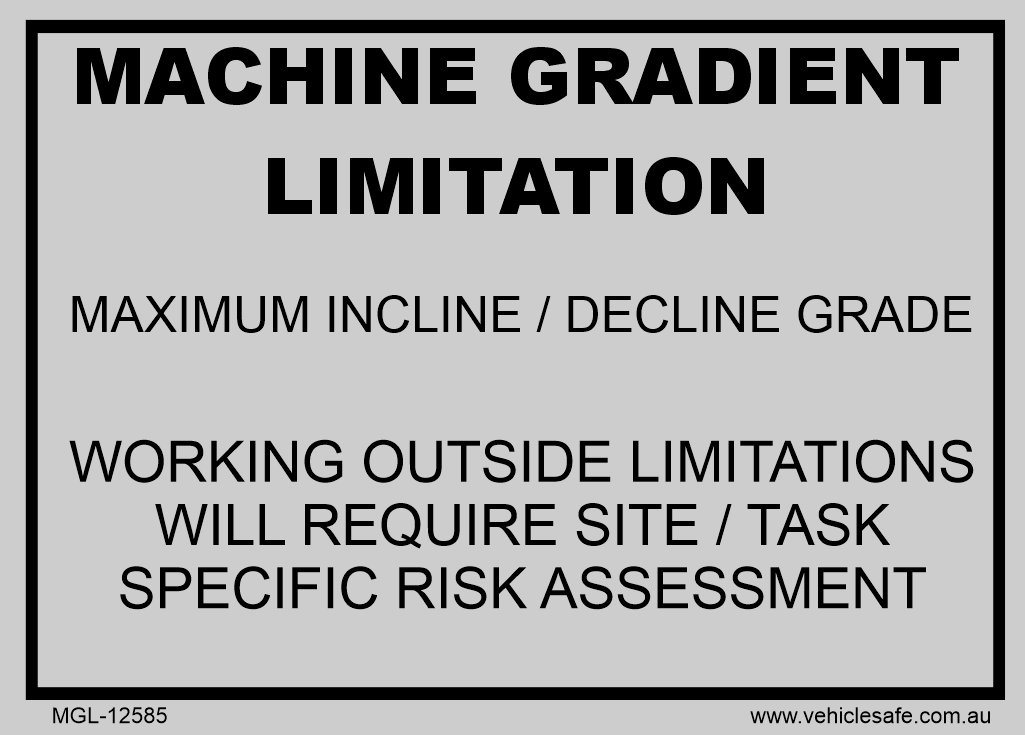 Machine Gradient Limitation Decal - 125mm x 90mm
