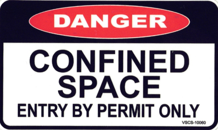 Danger Confined Space Entry by Permit Only Decal - 100mm x 60mm