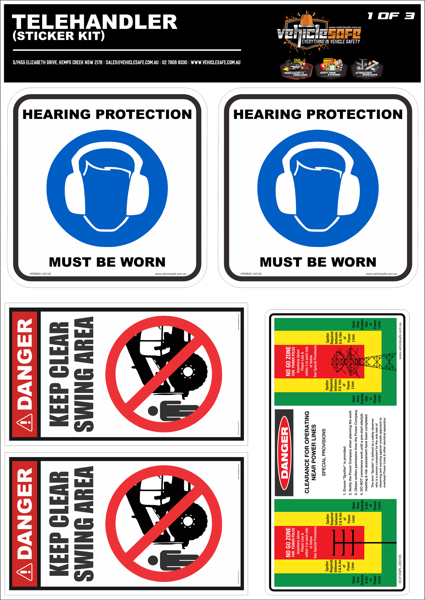 Tele Handler Safety Sticker Kit