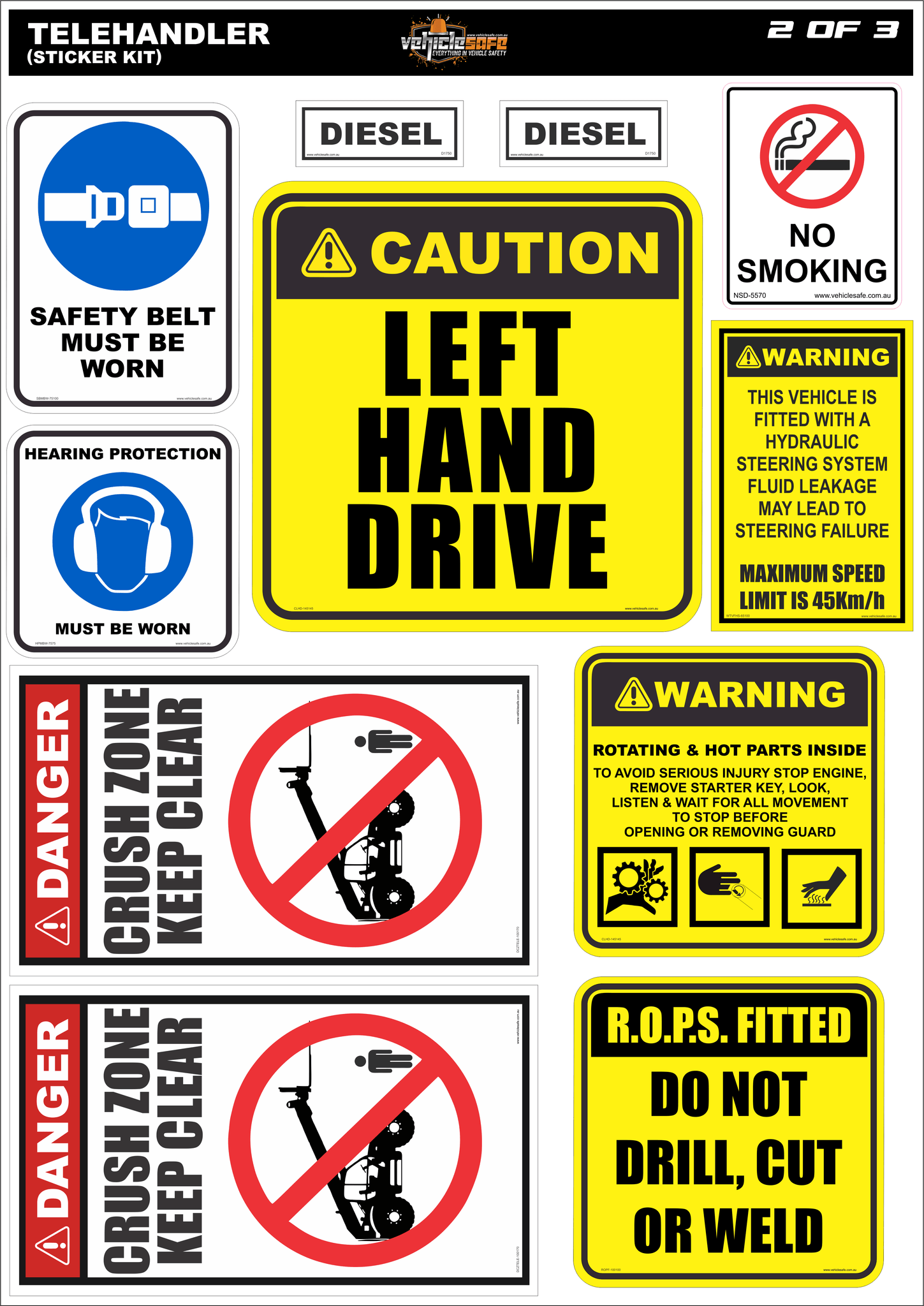 Tele Handler Safety Sticker Kit