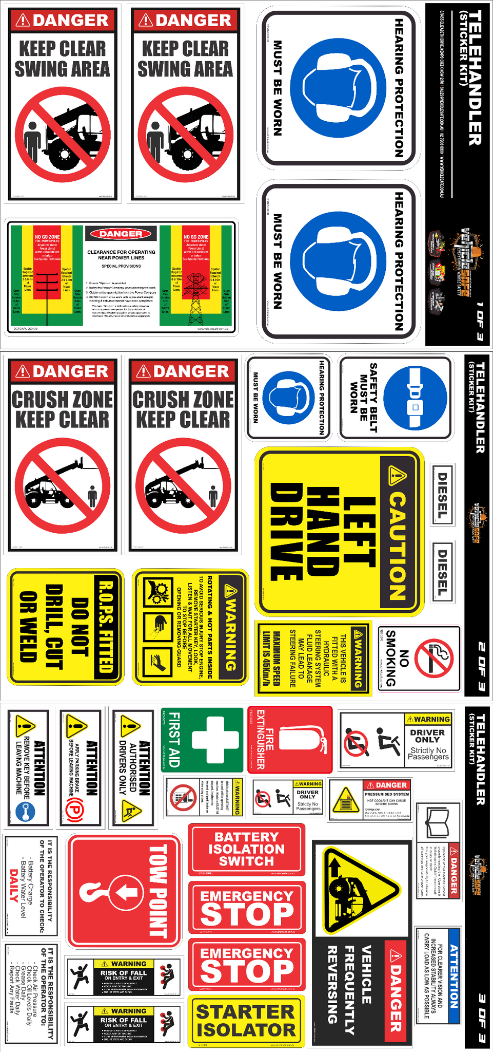 Tele Handler Safety Sticker Kit