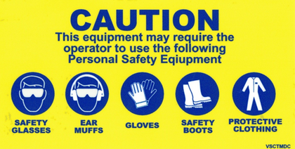 Caution This Equipment Requires Safety Equipment - 105mm x 55mm
