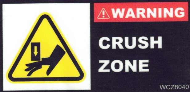 Warning Crush Zone - 80mm x 40mm