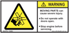 Warning Moving Parts Can Cause Severe Injury Decal - 130mm x 65mm
