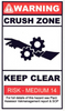 Warning Crush Zone Keep Clear Risk - 70mm x 120mm