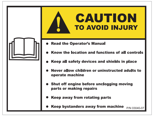 Caution - To Avoid Injury Decal - Suit Stump Grinder 110mm x 90mm - Vehicle Safe - Same Day Dispatch