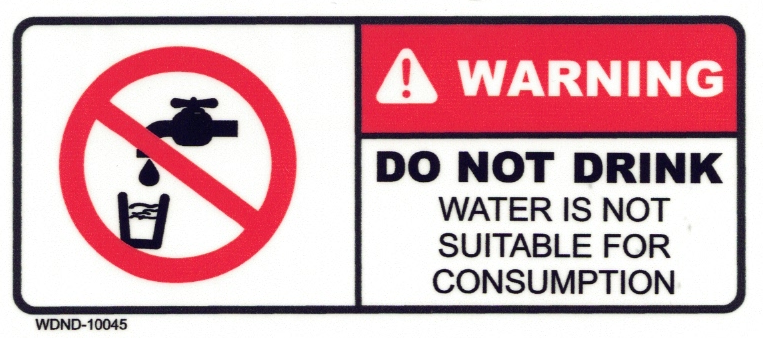 Warning Do Not Drink Decal - 100mm x 45mm