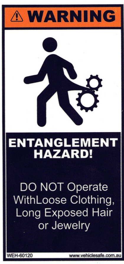 Warning Entanglement Hazard Decal - 60mm x 120mm