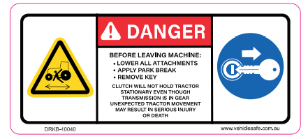Remove Key Before Leaving - 100 x 40 (Landscape) - Vehicle Safe