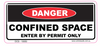 Danger Confined Spaces Decal 100mm x 50mm - Vehicle Safe - Same Day Dispatch