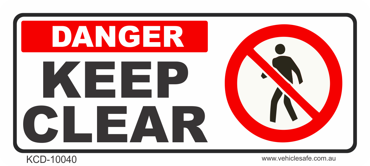 Danger Keep Clear Decal 100mm x 40mm - Vehicle Safe - Same Day Dispatch