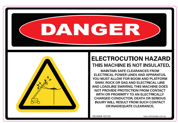 Danger Electrocution Hazard - 150 x 100mm - Vehicle Safe - Same Day Dispatch