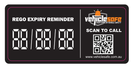 Rego Expiry Reminder Decal - 100 x 40mm - Vehicle Safe