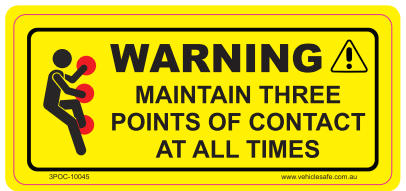 3 POINT OF CONTACT STICKER -100 X 40mm - Vehicle Safe
