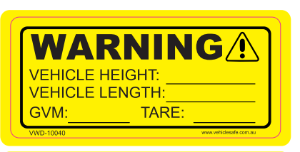 Warning Vehicle Decal - 100 x 40mm - Vehicle Safe