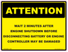 Wait 2 Minutes After Engine Shutdown Before Disconnecting Battery - 120 x 90mm - Vehicle Safe