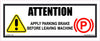 Attention Apply Parking Brake - 100mm x 40mm - Vehicle Safe