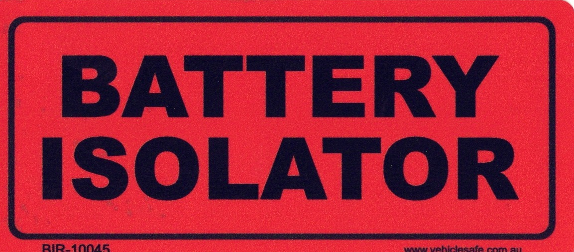 Red Battery Isolator Decal - 100mm x 45mm – Vehicle Safe