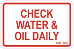 Check Water & Oil Daily Decal - 135mm x 90mm