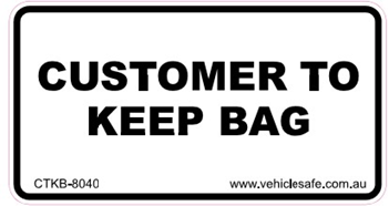 Customer To Keep Bag Decal - 80mm x 40mm