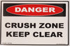 Danger Crush Zone Keep Clear Decal - 150mm x 100mm