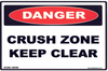 Danger Crush Zone Keep Clear Decal - 150mm x 100mm - Vehicle Safe - Same Day Dispatch