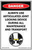 Danger Always Use Articulated Joint- 65mm x 100mm - Vehicle Safe