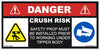 Danger Crush Risk - 100mm x 50mm