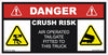 Danger Crush Risk Air Operated Tailgate - 100mm x 50mm
