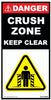 Danger Crush Zone Keep Clear - 120mm x 60mm - Vehicle Safe
