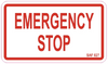 Emergency Stop White Decal - 110mm x 65mm
