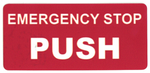 Emergency Stop Push Red Decal - 80mm x 40mm