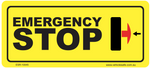 Emergency Stop Decal Yellow - 100mm x 45mm