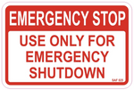 Emergency Stop Decal - 135mm x 90mm