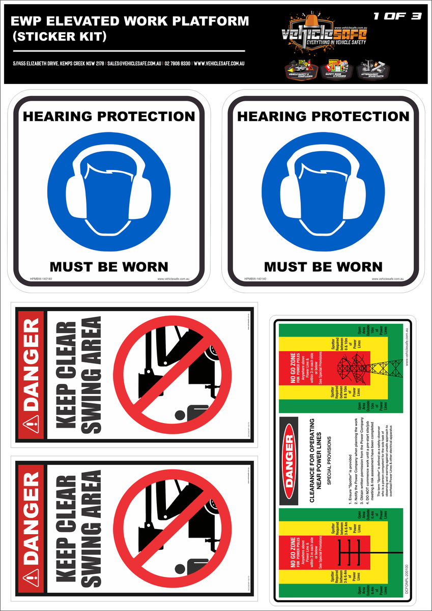 Platform Load Sticker EWP Elevated Work Platform Safety Sticker Kit – Vehicle Safe