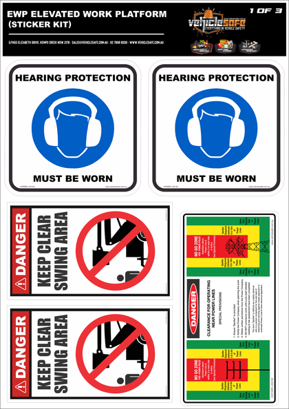 EWP Elevated Work Platform Safety Sticker Kit