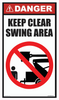 Danger Keep Clear Swing Area - 100mm x 170mm