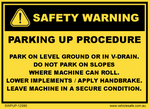 Safety Warning Parking Up Procedure Decal - 120mm x 90mm